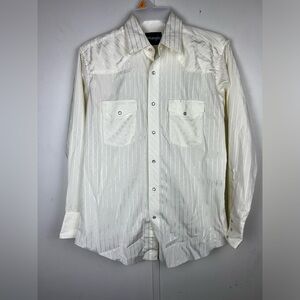 Wrangler Men’s Western Long Sleeve Striped Shirt Color Ivory